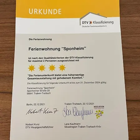 Ferienwohnung Sponheim Traben-Trarbach Zewnętrze zdjęcie